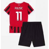 AC Milan Christian Pulisic #11 Hjemmebanesæt Børn 2024-25 Kortærmet (+ Korte bukser)